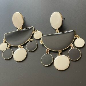Black and white Geometric shaped statement earrings
